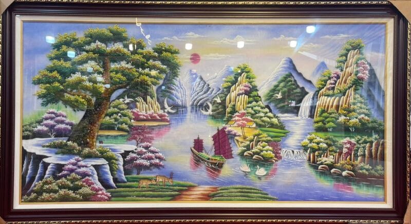 Tranh đá quý sơn thuỷ hữu tình