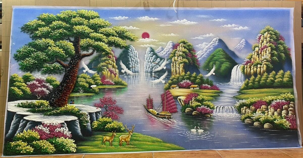 Tranh đá quý sơn thuỷ hữu tình