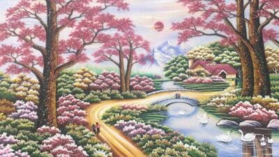 Tranh đá quý rừng lá đỏ