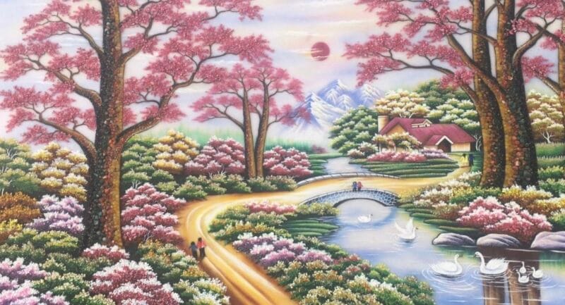 Tranh đá quý rừng lá đỏ