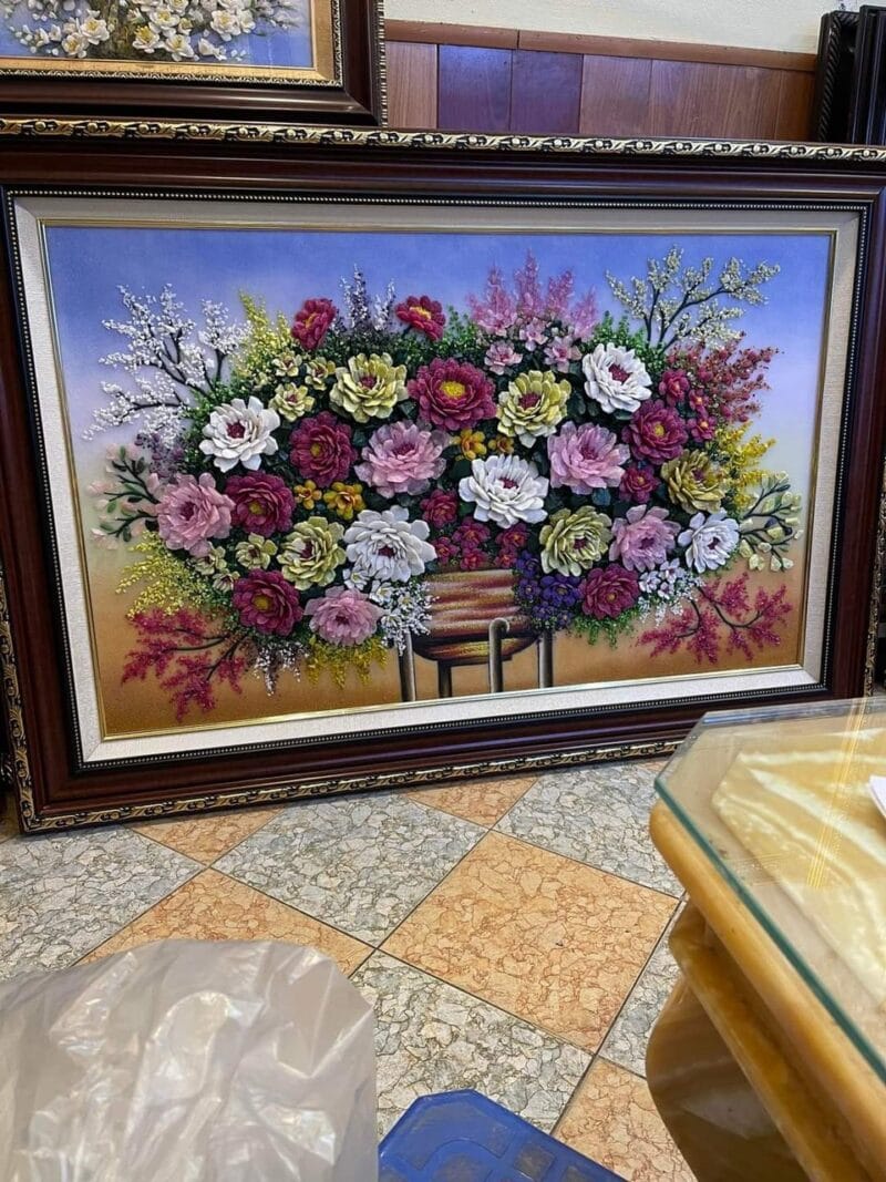 Tranh đá quý giỏ hoa