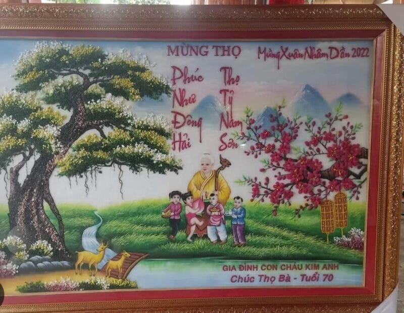 Tranh đá quý mừng thọ