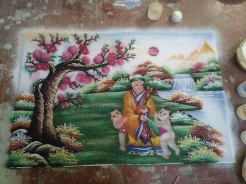 Tranh đá quý mừng thọ