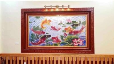 Tranh đá quý cửu ngư quần hội