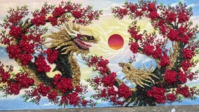 Tranh đá quý đào thế rồng