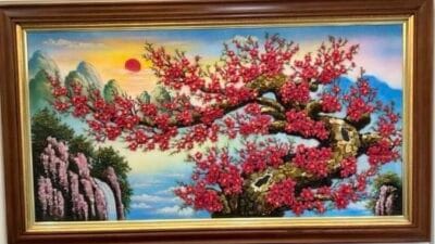 Tranh đá quý đào đỏ